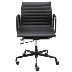 B055.BLACKL Fotel biurowy BODY PRESTIGE PLUS czarny - skóra naturalna, aluminium King Home