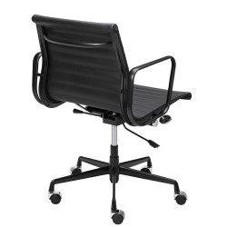 B055.BLACKL Fotel biurowy BODY PRESTIGE PLUS czarny - skóra naturalna, aluminium King Home