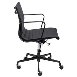 B055.BLACKL Fotel biurowy BODY PRESTIGE PLUS czarny - skóra naturalna, aluminium King Home