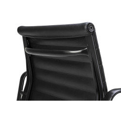 B055.BLACKL Fotel biurowy BODY PRESTIGE PLUS czarny - skóra naturalna, aluminium King Home