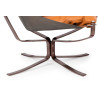 HE469-3-HE456-318 Fotel ARNI LOW z podnóżkiem - pomarańczowa ekoskóra, podstawa ciemna miedziana King Home