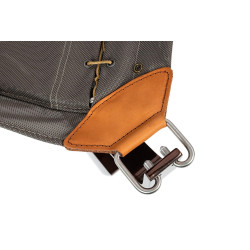 HE469-3-HE456-318 Fotel ARNI LOW z podnóżkiem - pomarańczowa ekoskóra, podstawa ciemna miedziana King Home