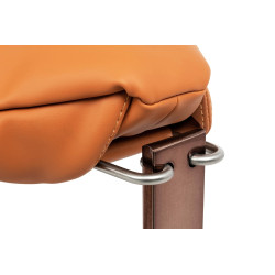 HE469-3-HE456-318 Fotel ARNI LOW z podnóżkiem - pomarańczowa ekoskóra, podstawa ciemna miedziana King Home