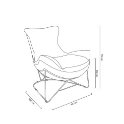 MSE011000302.V23 Fotel OTILIA STAND VELVET ciemny  szary welur King Home