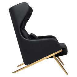 MSE011000304.E43V41 Fotel HAMPTON VELVET czarny, ekoskóra czarna - złota podstawa King Home