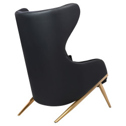 MSE011000304.E43V41 Fotel HAMPTON VELVET czarny, ekoskóra czarna - złota podstawa King Home
