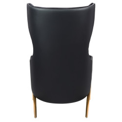 MSE011000304.E43V41 Fotel HAMPTON VELVET czarny, ekoskóra czarna - złota podstawa King Home