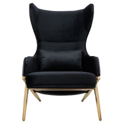 MSE011000304.E43V41 Fotel HAMPTON VELVET czarny, ekoskóra czarna - złota podstawa King Home