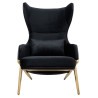 MSE011000304.E43V41 Fotel HAMPTON VELVET czarny, ekoskóra czarna - złota podstawa King Home