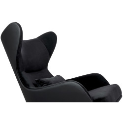 MSE011000304.E43V41 Fotel HAMPTON VELVET czarny, ekoskóra czarna - złota podstawa King Home