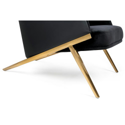 MSE011000304.E43V41 Fotel HAMPTON VELVET czarny, ekoskóra czarna - złota podstawa King Home