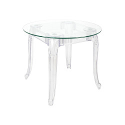 KH010100203 Stół KING ROUND 90 transparentny - poliwęglan, szkło hartowane King Home