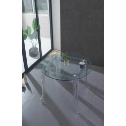 KH010100203 Stół KING ROUND 90 transparentny - poliwęglan, szkło hartowane King Home