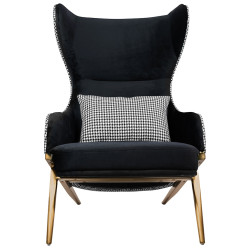 MSE011000334.41 Fotel HAMPTON VELVET czarny / pepitka King Home