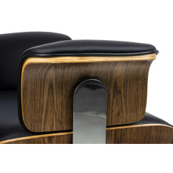 YS-6809.BLACK.WALNUT Fotel biurowy LOUNGE BUSINESS czarny - sklejka orzech, skóra naturalna, stal polerowana King Home
