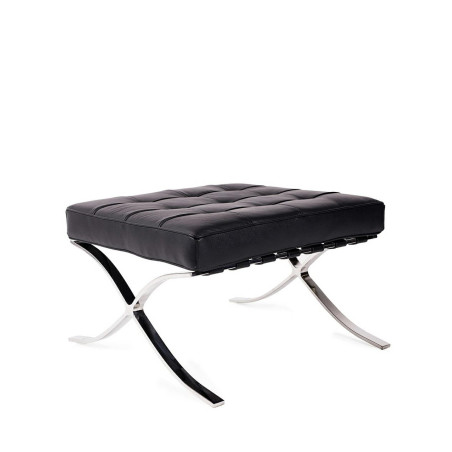 KH1501100133 Podnóżek BARCELON czarny - włoska skóra naturalna, stal King Home