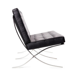 KH1501100212 Sofa BARCELON trzyosobowa czarna - włoska skóra naturalna, chrom King Home