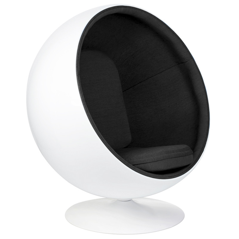 JH-066.CZARNY Fotel BALL biało-czarny - włókno szklane King Home