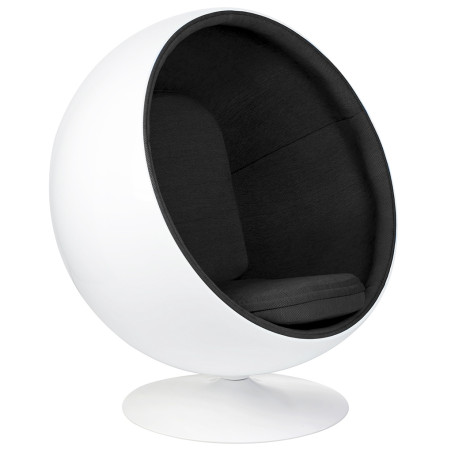JH-066.CZARNY Fotel BALL biało-czarny - włókno szklane King Home