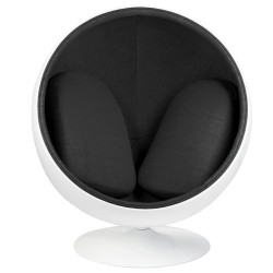 JH-066.CZARNY Fotel BALL biało-czarny - włókno szklane King Home