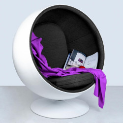 JH-066.CZARNY Fotel BALL biało-czarny - włókno szklane King Home