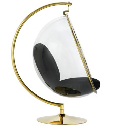 JH200-1.BLACK.VELVET Fotel BUBBLE STAND GOLD VELVET poduszka czarna King Home