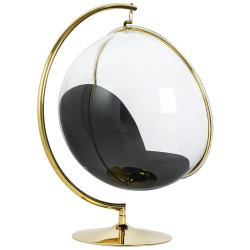 JH200-1.BLACK.VELVET Fotel BUBBLE STAND GOLD VELVET poduszka czarna King Home