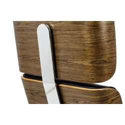 YS-6809.SET.WALNUT Fotel biurowy LOUNGE BUSINESS czarny z podnóżkiem - sklejka orzech, skóra naturalna, stal polerowana King 