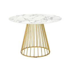 KH1201100128 Stół GLAM MARBLE 110 - MDF, złota podstawa King Home