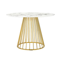 KH1201100128 Stół GLAM MARBLE 110 - MDF, złota podstawa King Home
