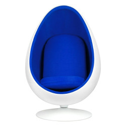 JH-069.BLUE Fotel OVALIA biało-niebieski - włókno szklane King Home