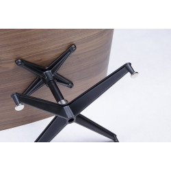 KH1501100105 Fotel LOUNGE HM czarny / orzech  z podnóżkiem King Home