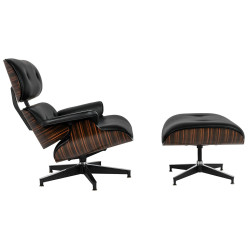 KH1501100149 Fotel LOUNGE HM czarny / heban z podnóżkiem King Home