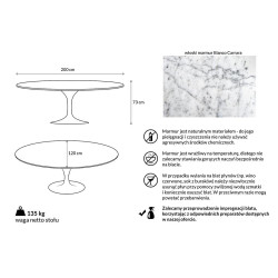 KH1501100126 Stół TULIP ELLIPSE MARBLE CARRARA biały - blat owalny marmurowy, metal King Home