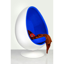 JH-069.BLUE Fotel OVALIA biało-niebieski - włókno szklane King Home