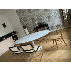 KH1501100126 Stół TULIP ELLIPSE MARBLE CARRARA biały - blat owalny marmurowy, metal King Home