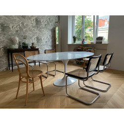 KH1501100126 Stół TULIP ELLIPSE MARBLE CARRARA biały - blat owalny marmurowy, metal King Home