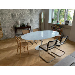 KH1501100126 Stół TULIP ELLIPSE MARBLE CARRARA biały - blat owalny marmurowy, metal King Home