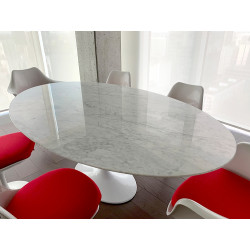 KH1501100126 Stół TULIP ELLIPSE MARBLE CARRARA biały - blat owalny marmurowy, metal King Home