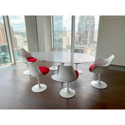 KH1501100126 Stół TULIP ELLIPSE MARBLE CARRARA biały - blat owalny marmurowy, metal King Home