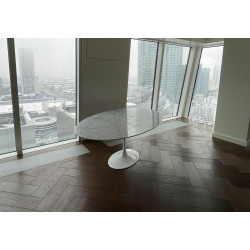 KH1501100126 Stół TULIP ELLIPSE MARBLE CARRARA biały - blat owalny marmurowy, metal King Home