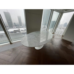KH1501100126 Stół TULIP ELLIPSE MARBLE CARRARA biały - blat owalny marmurowy, metal King Home