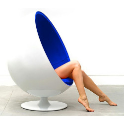 JH-069.BLUE Fotel OVALIA biało-niebieski - włókno szklane King Home