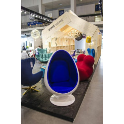 JH-069.BLUE Fotel OVALIA biało-niebieski - włókno szklane King Home