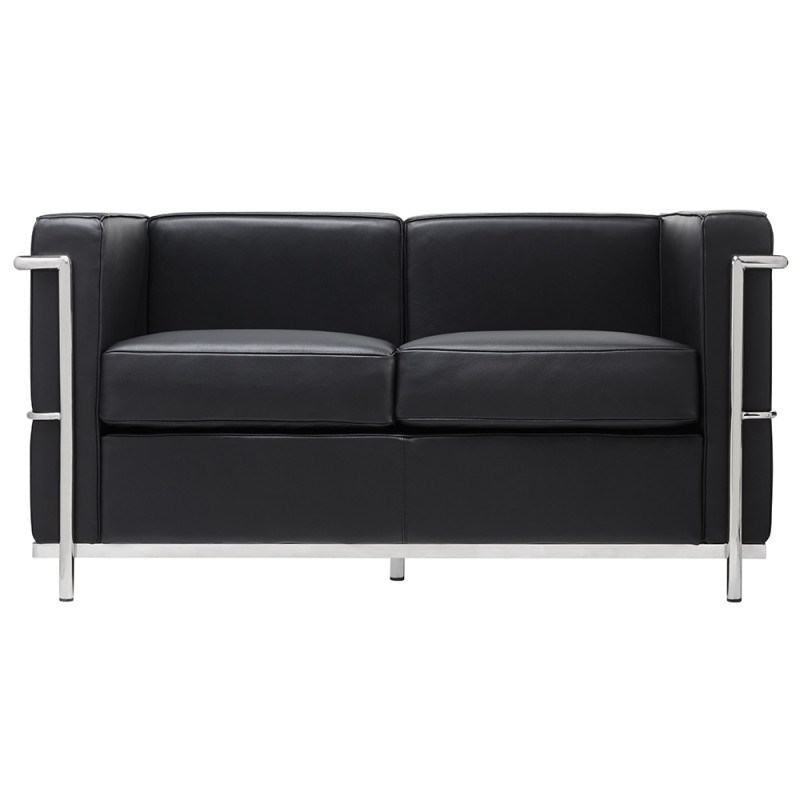 KH1501100201 Sofa dwuosobowa SOFT LC2 czarna - włoska skóra naturalna, metal King Home