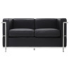 KH1501100201 Sofa dwuosobowa SOFT LC2 czarna - włoska skóra naturalna, metal King Home