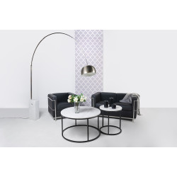 KH1501100201 Sofa dwuosobowa SOFT LC2 czarna - włoska skóra naturalna, metal King Home