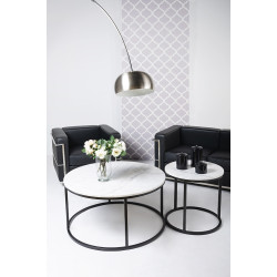 KH1501100201 Sofa dwuosobowa SOFT LC2 czarna - włoska skóra naturalna, metal King Home