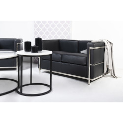 KH1501100201 Sofa dwuosobowa SOFT LC2 czarna - włoska skóra naturalna, metal King Home