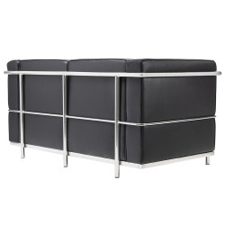 KH1501100201 Sofa dwuosobowa SOFT LC2 czarna - włoska skóra naturalna, metal King Home